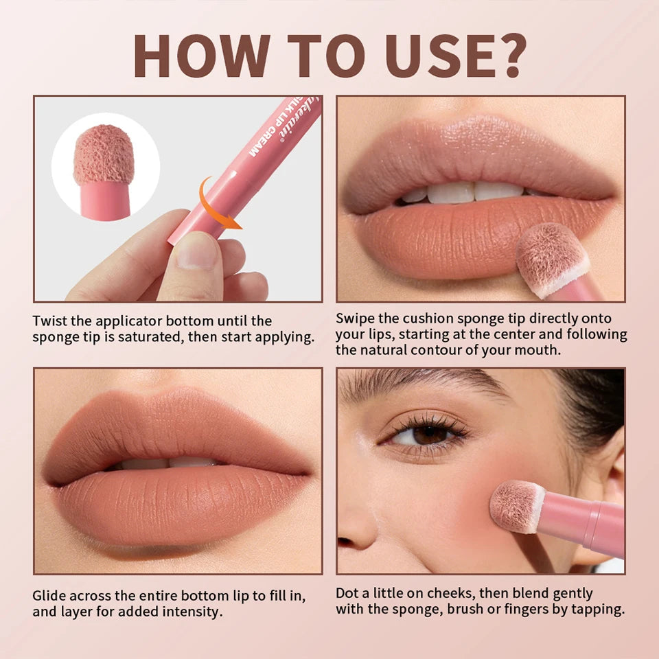 Cushion Silk Lip Cream and Matte Tint for Long Lasting Waterproof Makeup - 17
