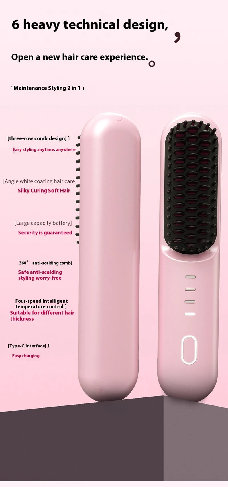 Hair Straightening Brush and Heated Smoothing Comb for Quick Daily Styling - 10