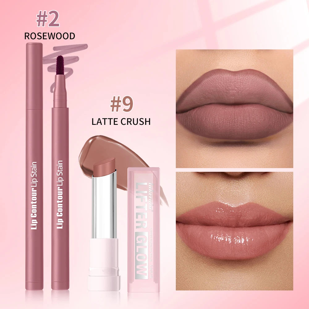 Lip Liner Pencil and Moisturizing Lip Balm Set for Defined Hydrated Daily Makeup Look