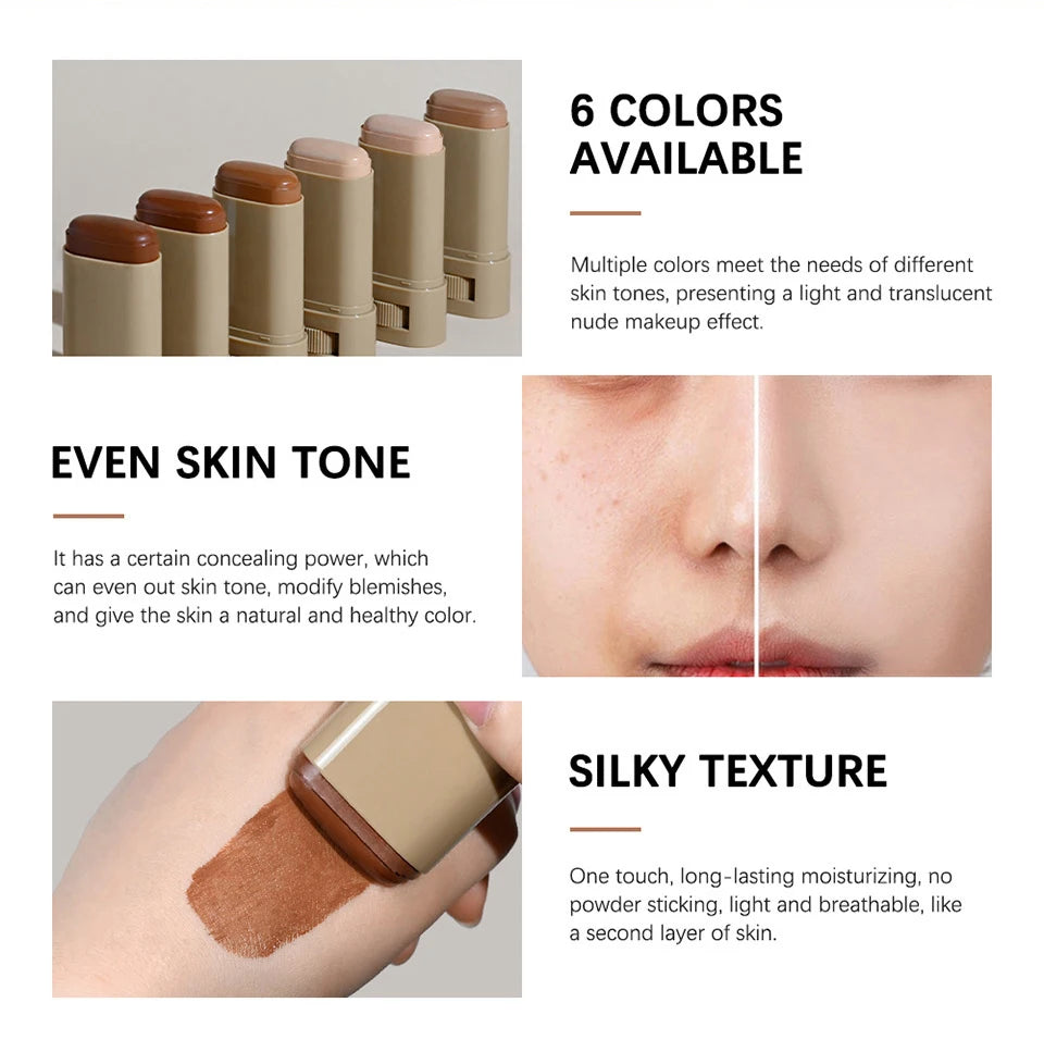 Foundation Stick and Face Powder Compact Set for Flawless Matte Daily Makeup Look