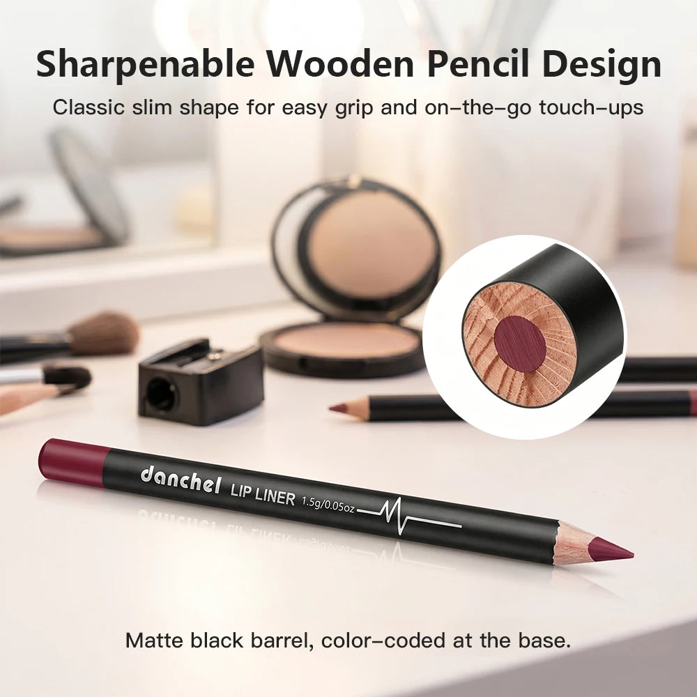 Lip Liner Pencil Set and Matte Contour Makeup for Precise Defined Long Lasting Lips
