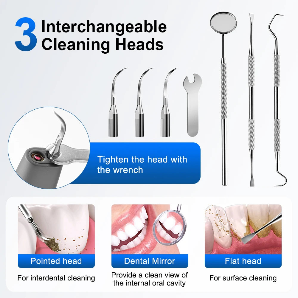 Visual Ultrasonic Dental Scaler and Tooth Tartar Remover for Home Oral Care - 12