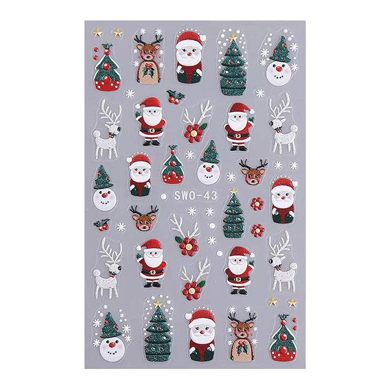 Santa Claus Nail Stickers and Christmas Decals for Winter Holiday Manicure Designs - 8