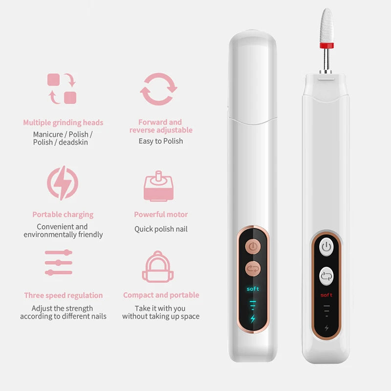 Electric Nail Drill and Manicure File Set for Salon Quality Home Nail Care