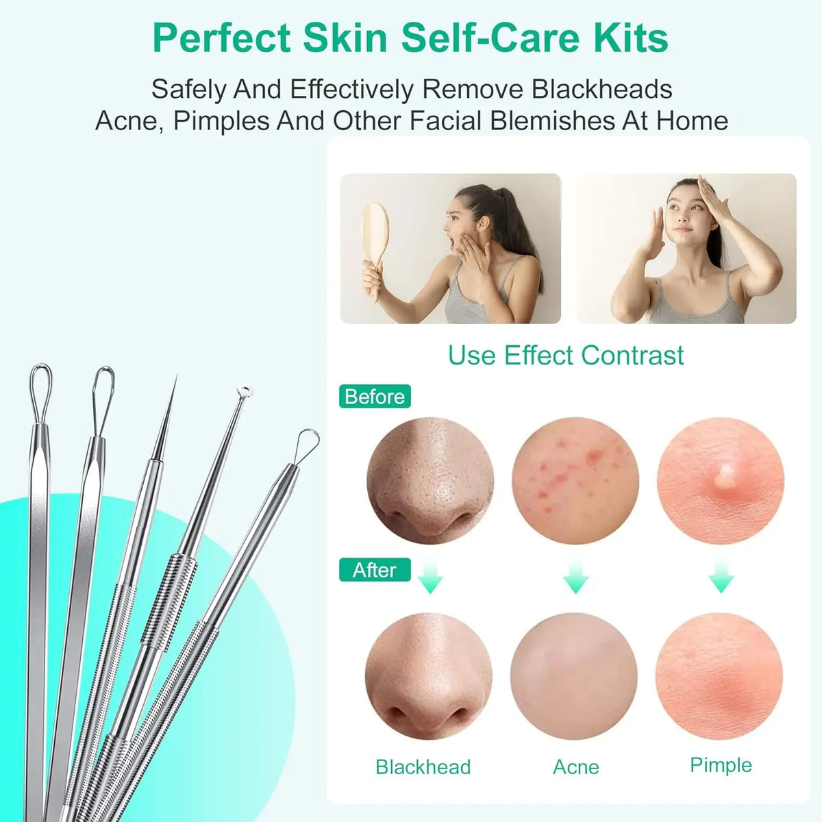 Blackhead Remover Kit and Pimple Popper Tools for Clear Facial Skin Care