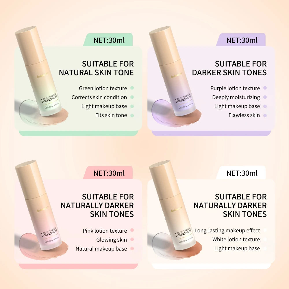 Color Changing Foundation and Liquid Face Concealer for Daily Natural Makeup Looks