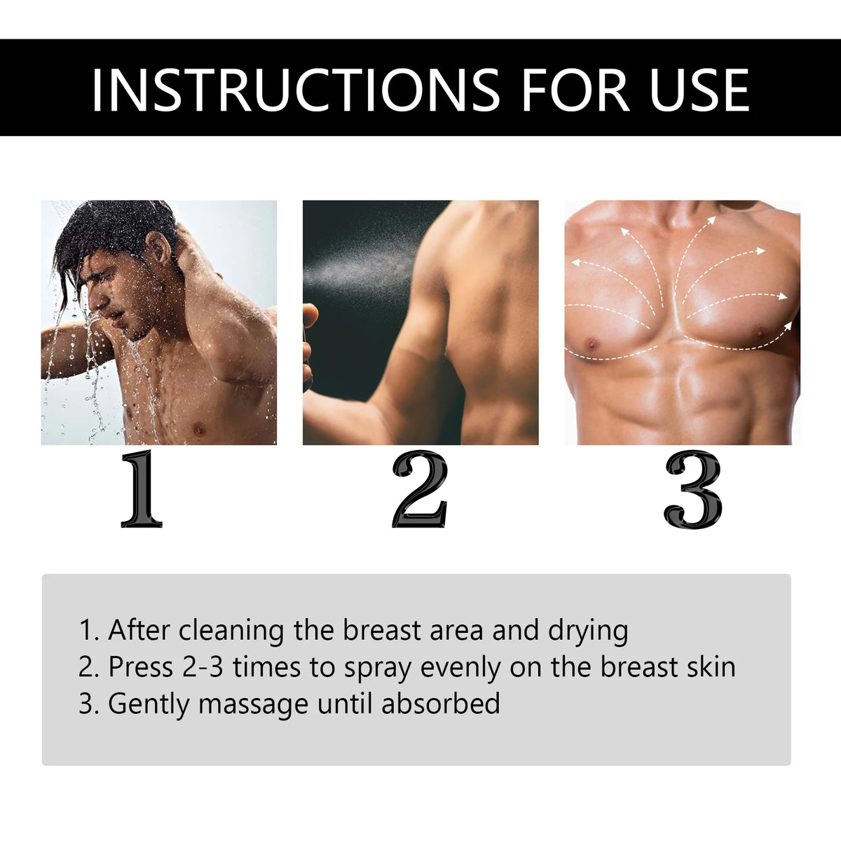 Gynecomastia Removal Spray and Chest Fat Reduction Oil for Men Seeking Muscle Shape