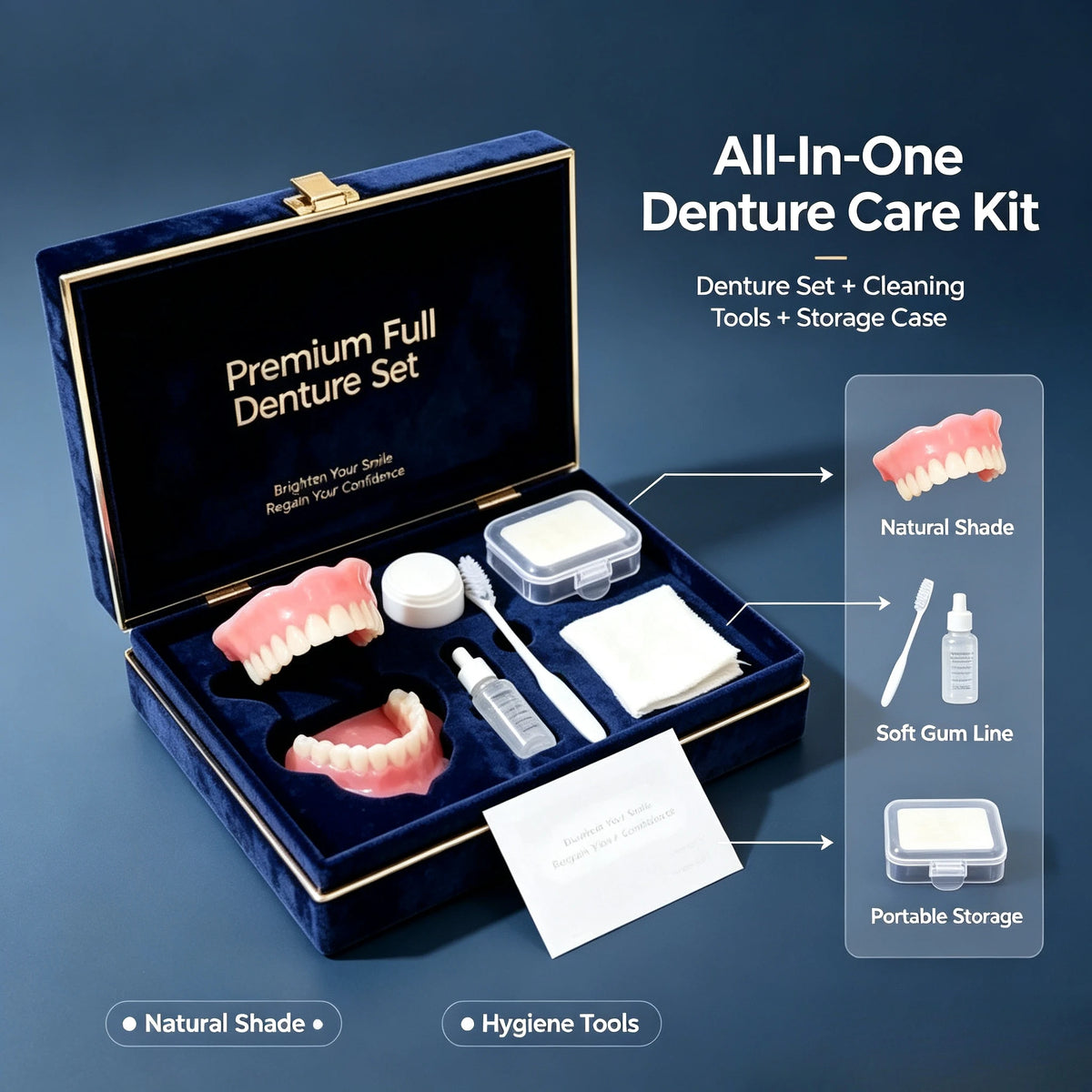 Full Mouth Denture Set and Artificial Teeth Kit for Dental Care and Oral Hygiene