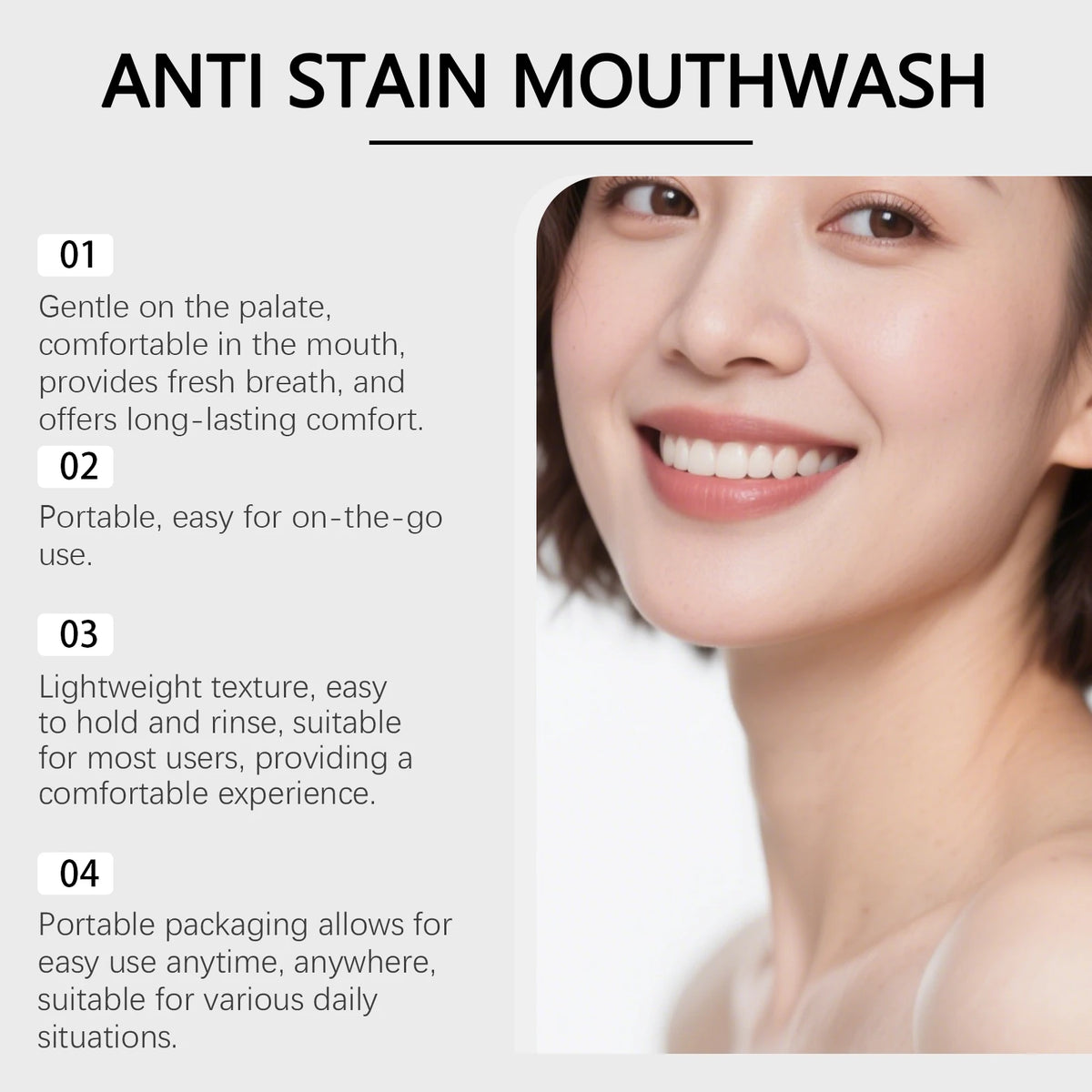 Anti Stain Mouthwash and Teeth Whitening Rinse for Daily Oral Hygiene and Fresh Breath