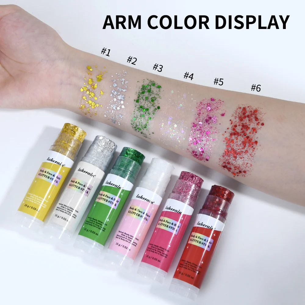Body Shimmer Stick and Glitter Glow Balm for Festival and Party Makeup Looks