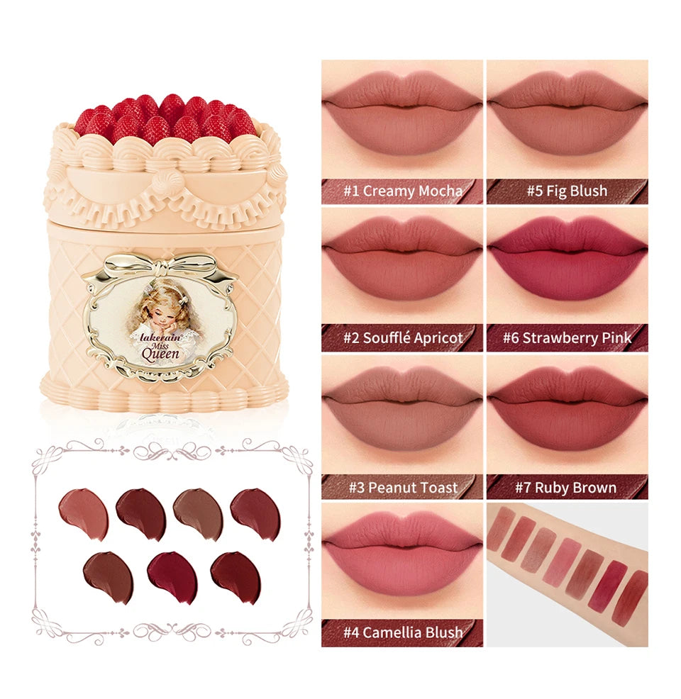 Strawberry Cake Lip Mud and Matte Lip Cream for Long Lasting Velvet Makeup