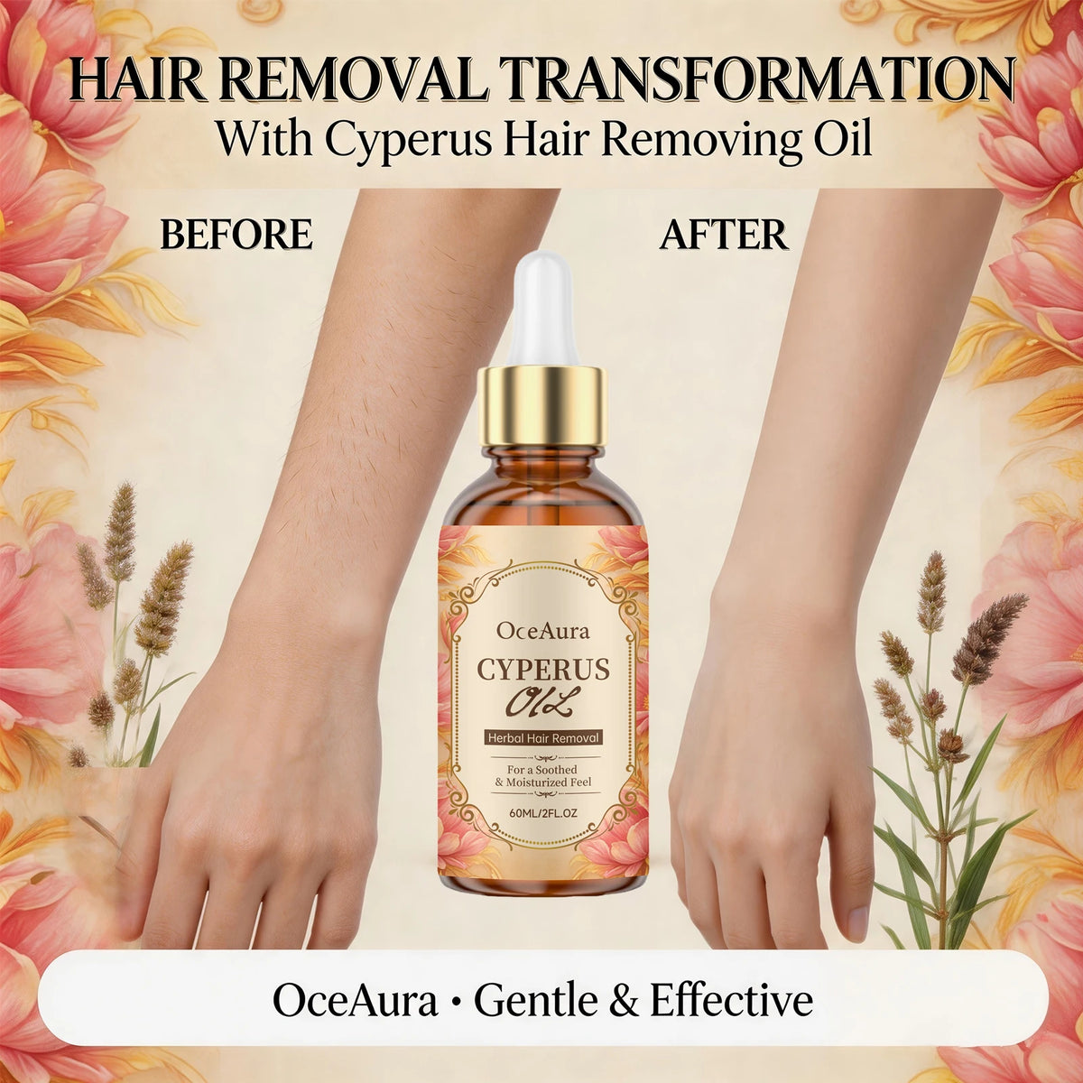 Cyperus Oil and Hair Growth Inhibitor for Smooth Post Shaving Skin Care