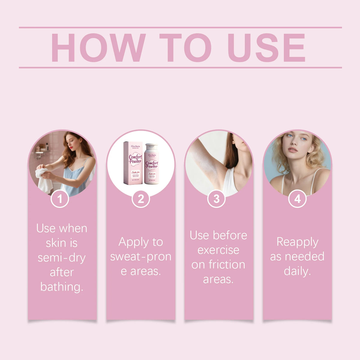 Comfort Powder and Sweat Absorbing Dust for Hot Summer Skin Protection