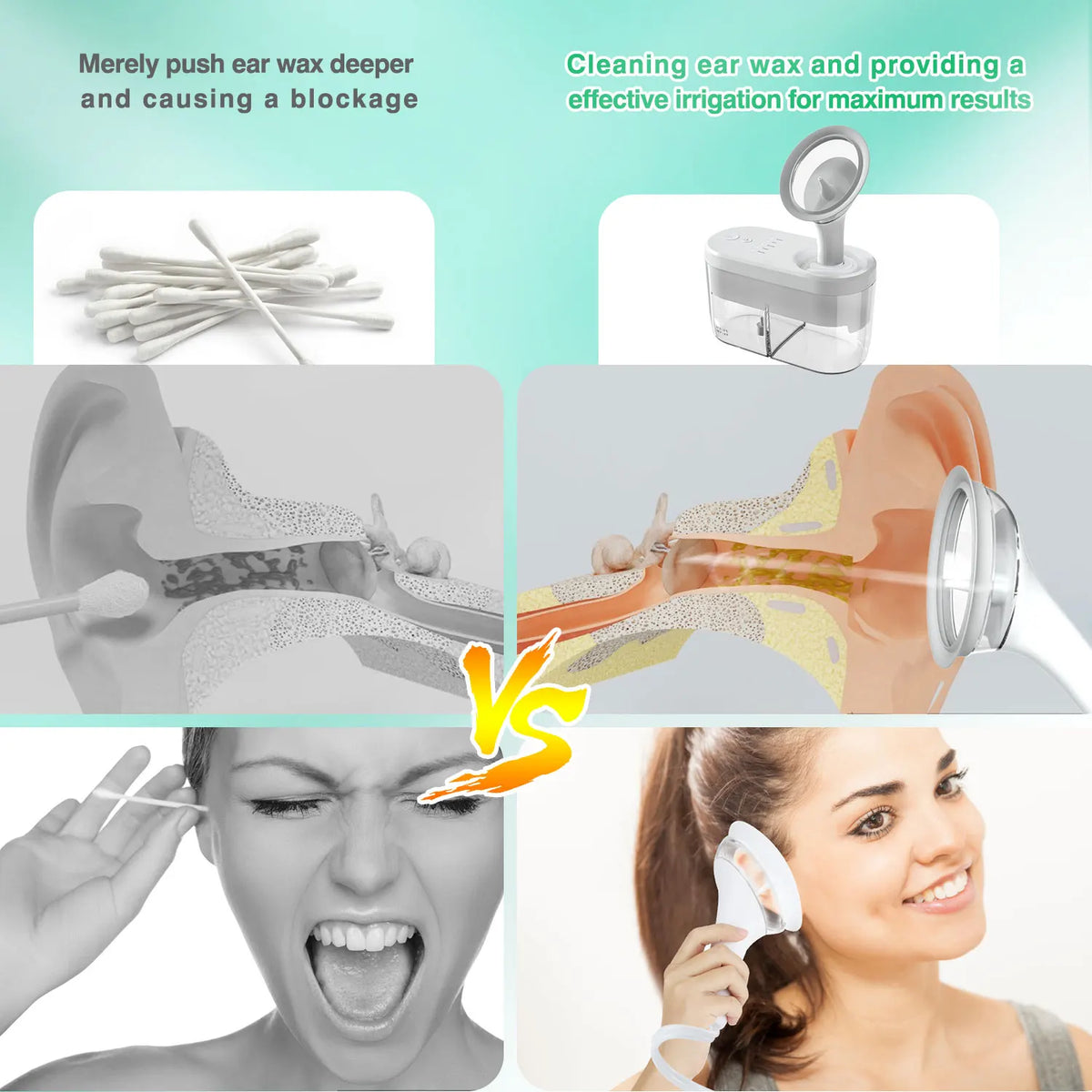 Electric Ear Wax Removal System and Ear Irrigation Cleaner for Home Ear Care Use