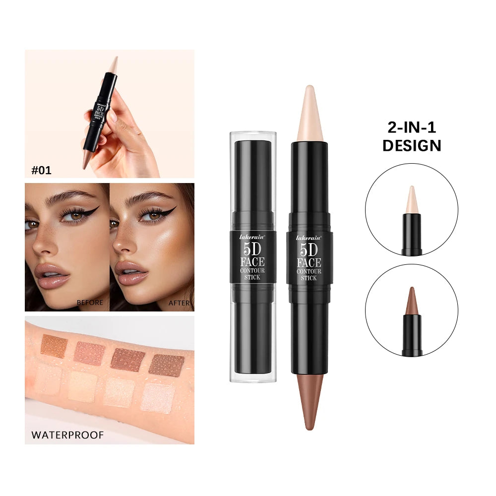 Dual Ended Contour Stick and Face Highlighter for Perfect Sculpted Makeup Looks - 2