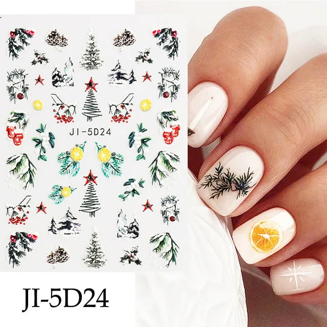 Christmas Nail Stickers and Winter Snowflake Nail Decals for Holiday Art