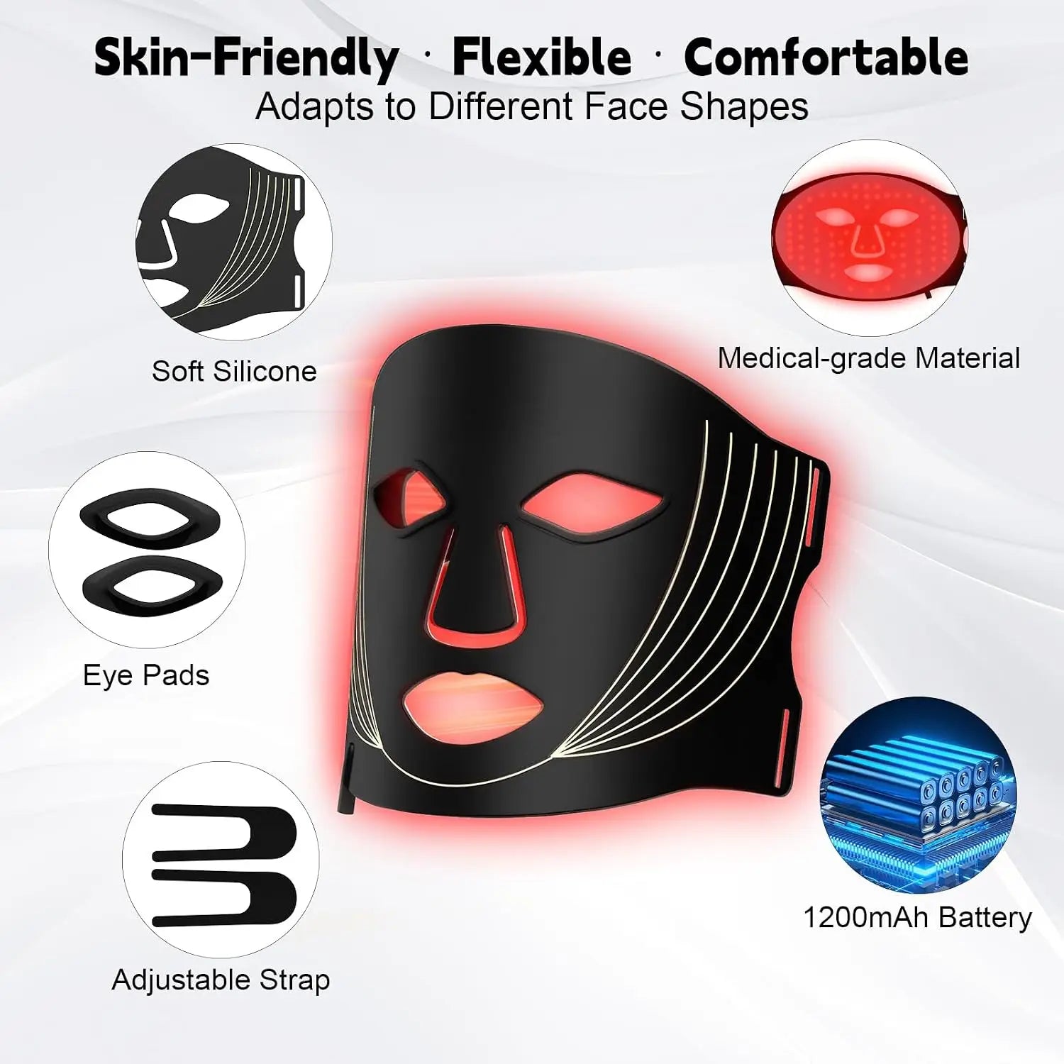 LED Face Mask and Light Therapy Device for Professional Skincare at Home Treatments - 4