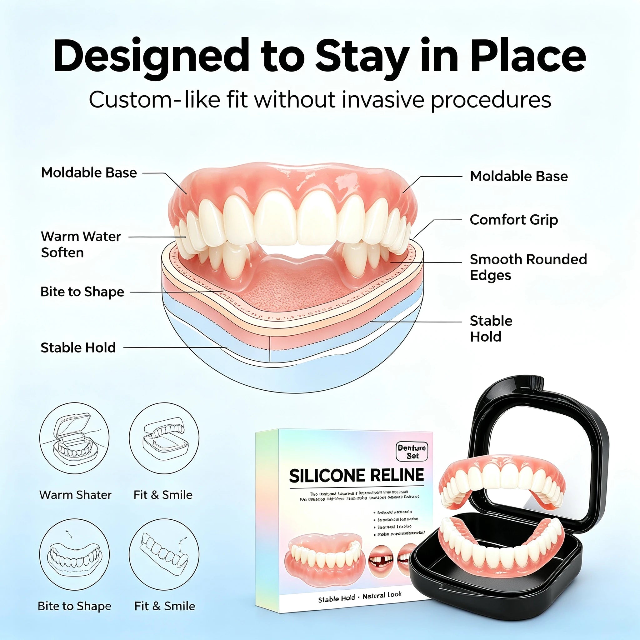Silicone Dentures and Cosmetic False Teeth for Instant Smile Improvement at Home - 11