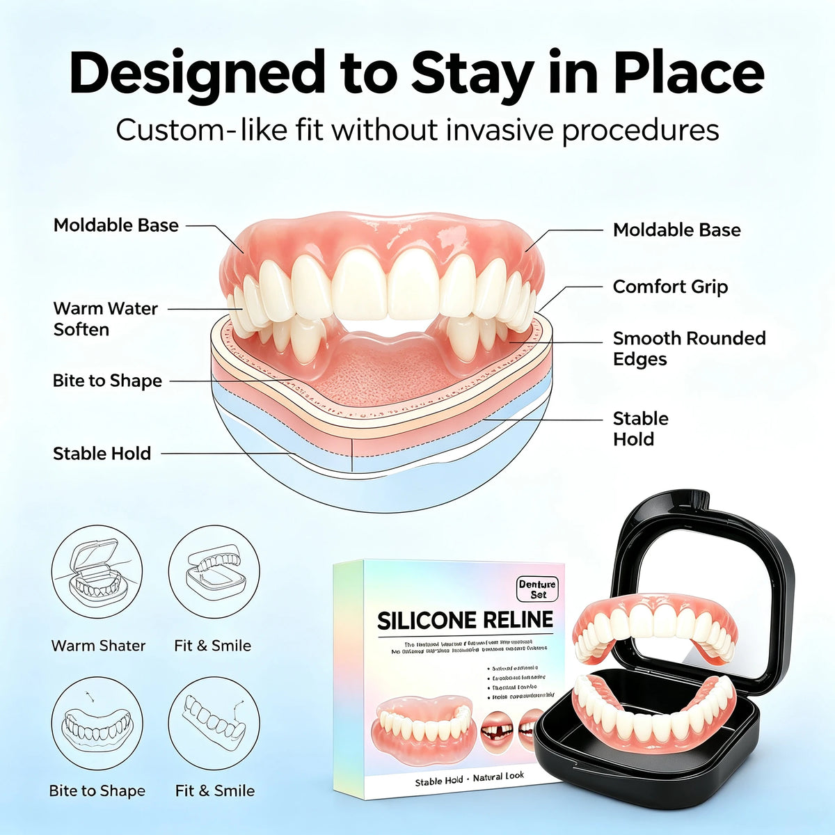 Silicone Dentures and Cosmetic False Teeth for Instant Smile Improvement at Home