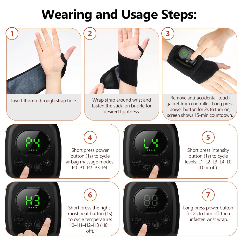 Cordless Wrist Massager and Heated Hand Wrap for Daily Relaxation and Muscle Relief