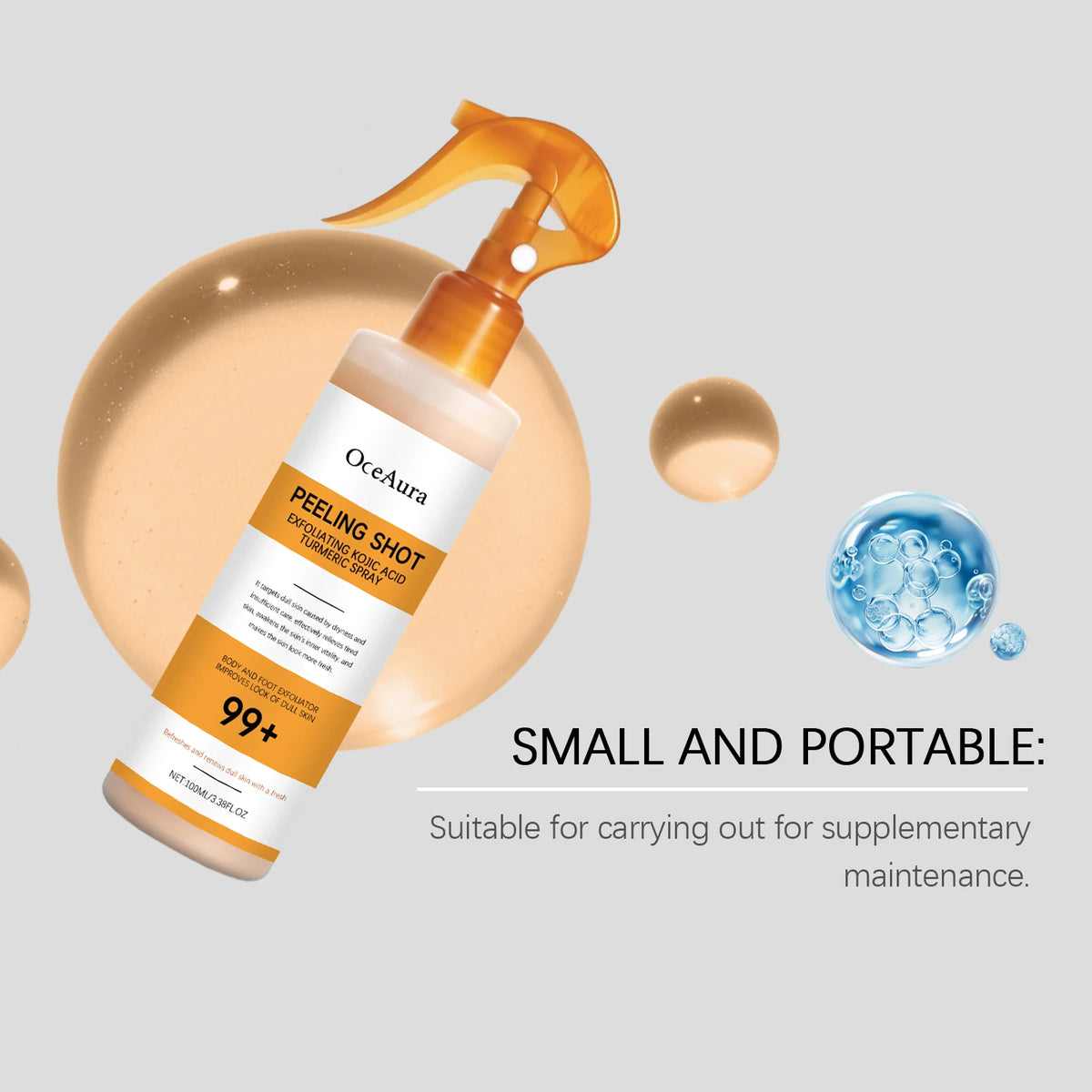 Exfoliating Spray and Skin Brightening Serum for Body and Foot Care Routine