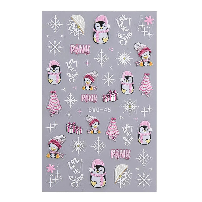 Santa Claus Nail Stickers and Christmas Decals for Winter Holiday Manicure Designs