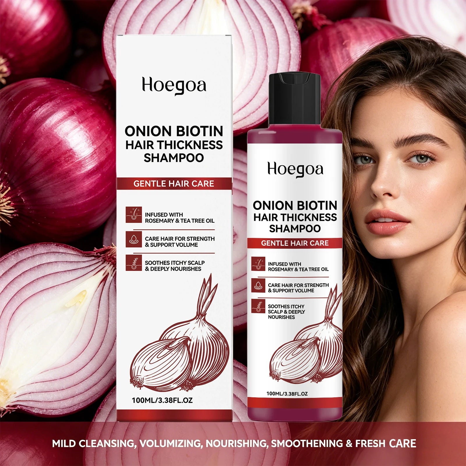 Onion Biotin Shampoo and Hair Growth Cleanser for Thicker Looking Voluminous Hair - 2