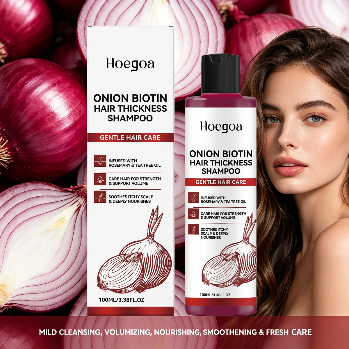 Onion Biotin Shampoo and Hair Growth Cleanser for Thicker Looking Voluminous Hair
