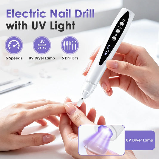 Electric Nail Drill and UV Nail Lamp for Home Manicure and Professional Nail Care