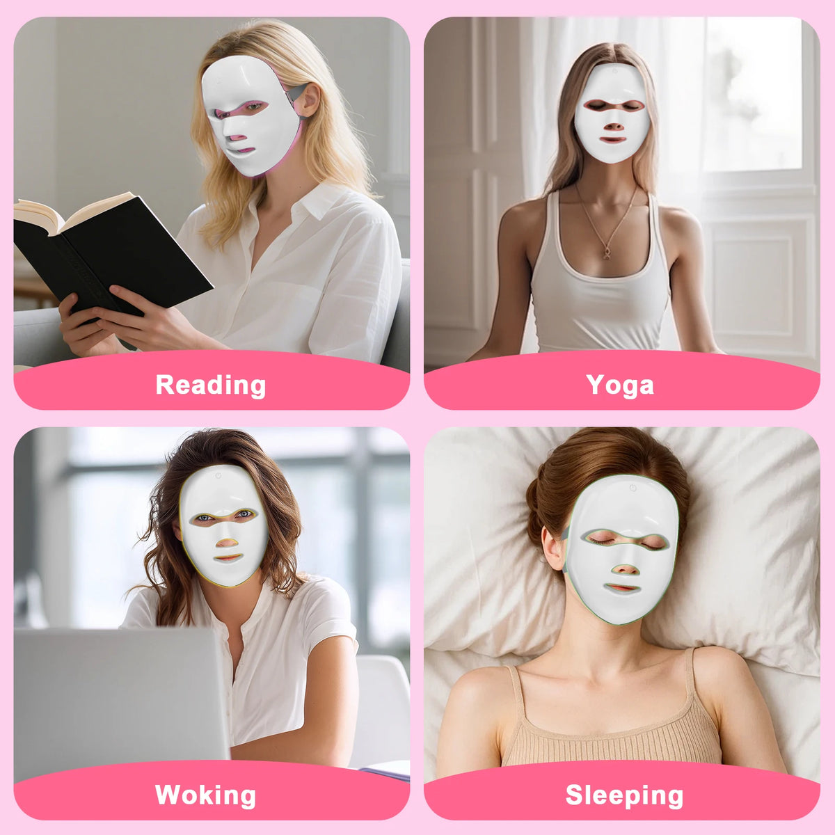 LED Photon Facial Mask and Light Therapy Device for Home Skin Rejuvenation