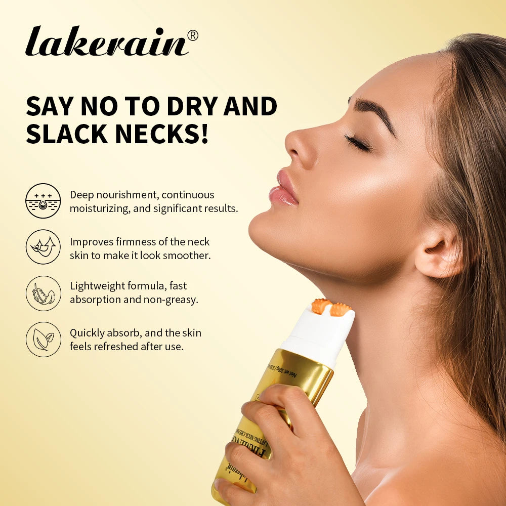 Firming Neck Cream and Anti Wrinkle Roller for Smoother Skin and Neck Lines