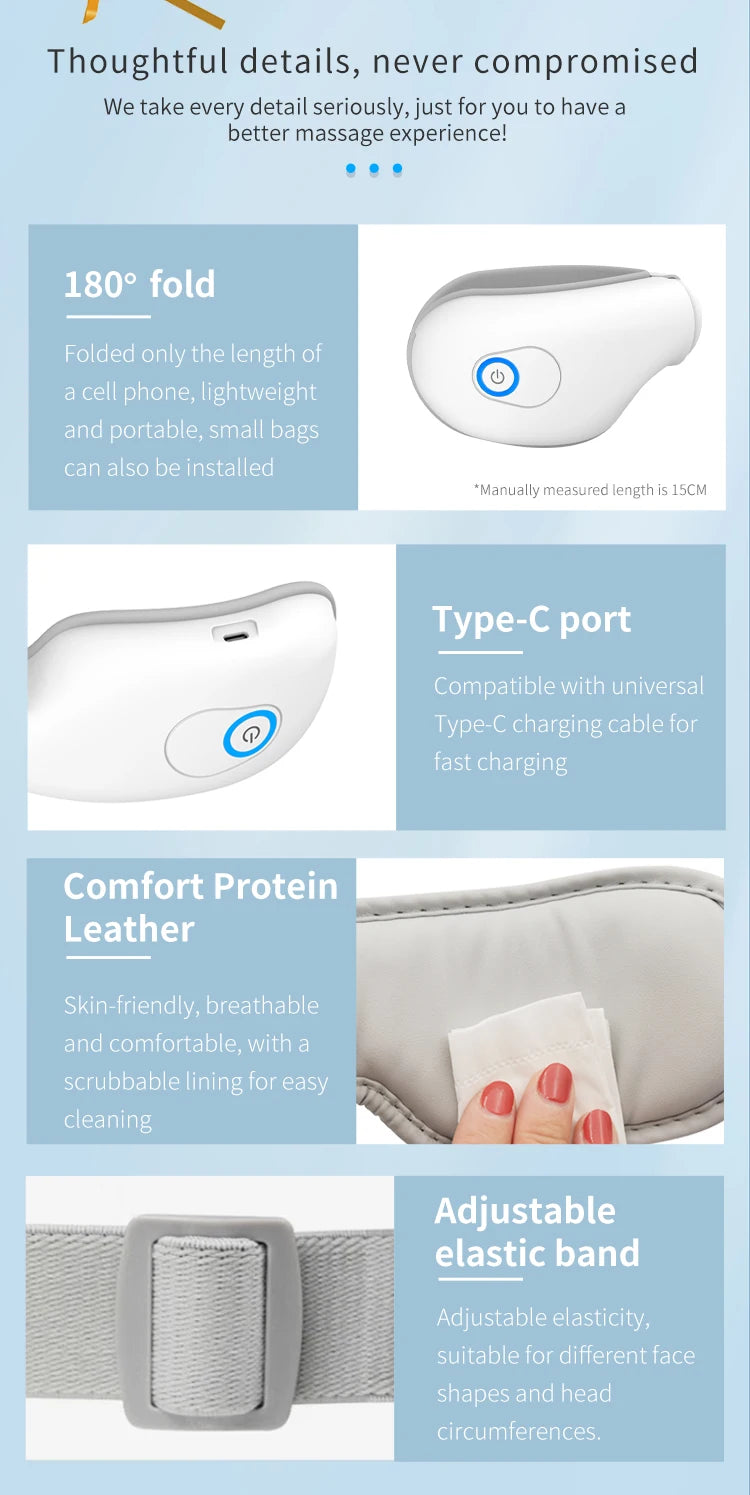 Eye Massager and Heated Compression Mask for Relaxing Tired Eyes at Home