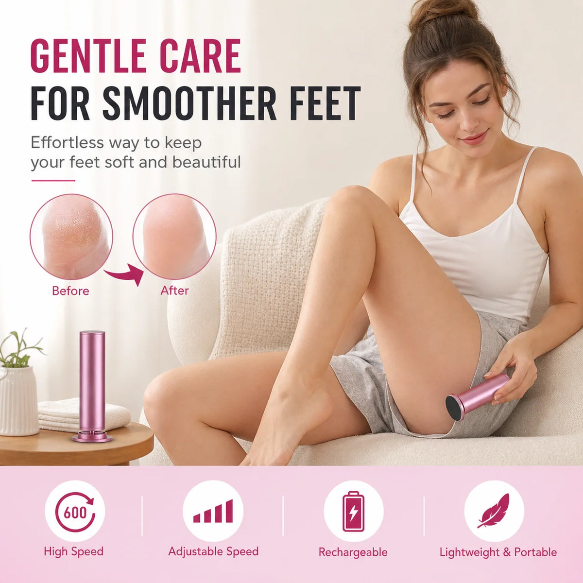 Electric Callus Remover and Foot File Pedicure Tool for Smooth Salon Heels