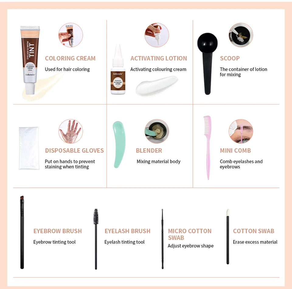 Eyelash and Brow Tint Kit for Natural Looking Definition and Long Lasting Color