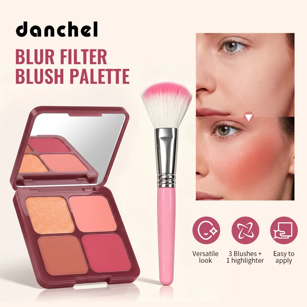 Blur Filter Blush Palette and Cheek Makeup Kit for a Natural Flushed Look