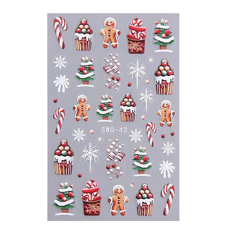 Santa Claus Nail Stickers and Christmas Decals for Winter Holiday Manicure Designs - 14
