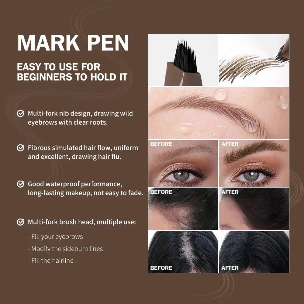 Liquid Eyebrow Pen and Tattoo Brow Tint for Natural Definition and Daily Makeup