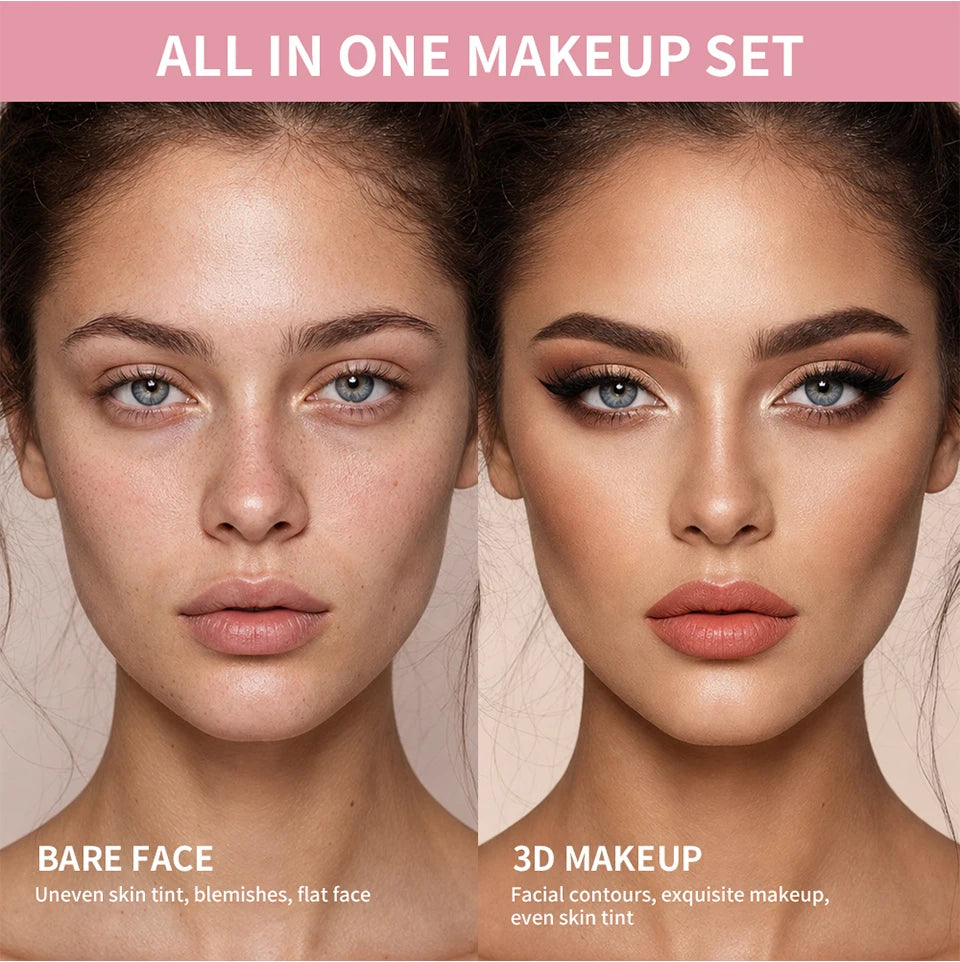 All in One Makeup Kit and Complete Beauty Set for Beginners and Travel Enthusiasts