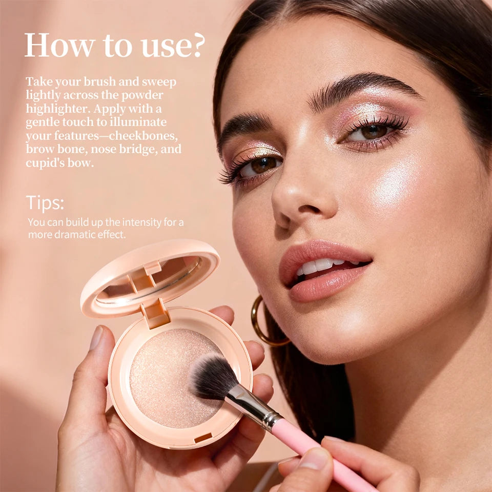 Shimmer Highlighter Powder and Face Illuminator for Glowing Radiant Makeup