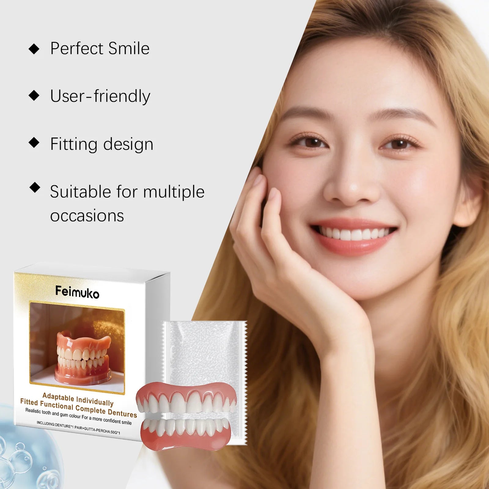 Denture Decoration Set and Fake Teeth Liners for Instant Smile Makeover at Home - 10