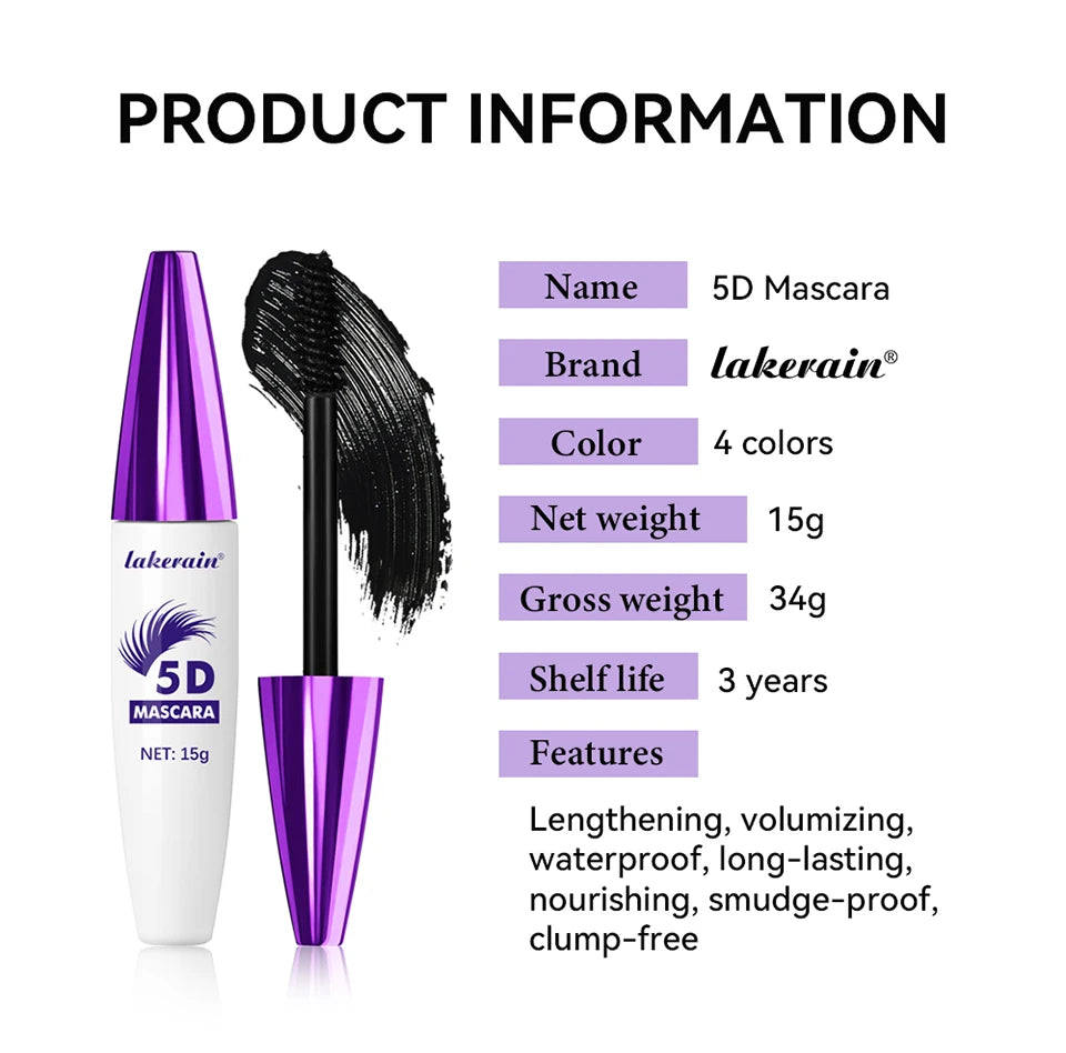 5D Mascara and Waterproof Lash Lengthening Volume Makeup for Daily Eye Styling - 16