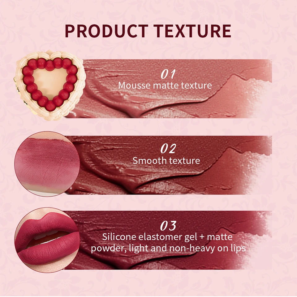 Strawberry Lip Mud and Matte Lip Cream for Long Lasting Velvet Makeup Looks - 12