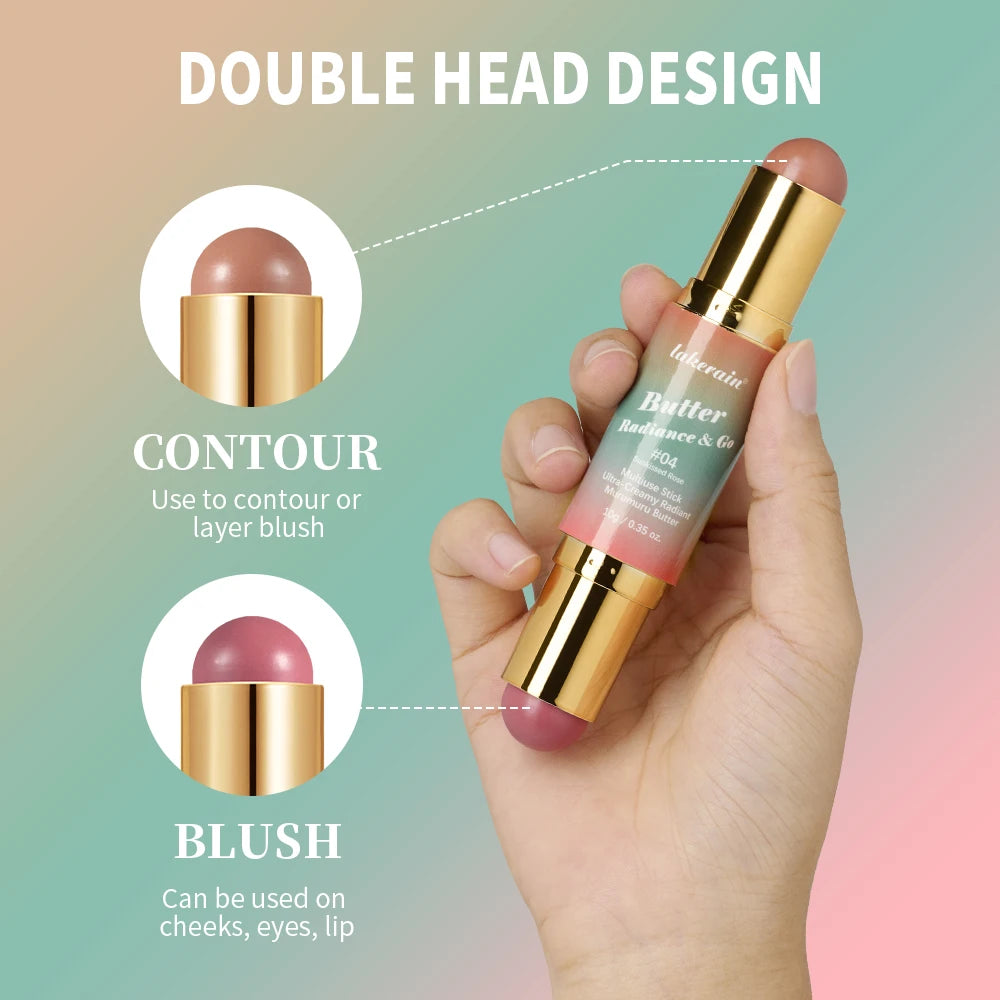 Double Headed Bronzer and Blush Stick for Quick Makeup Routines and Face Contouring - 5