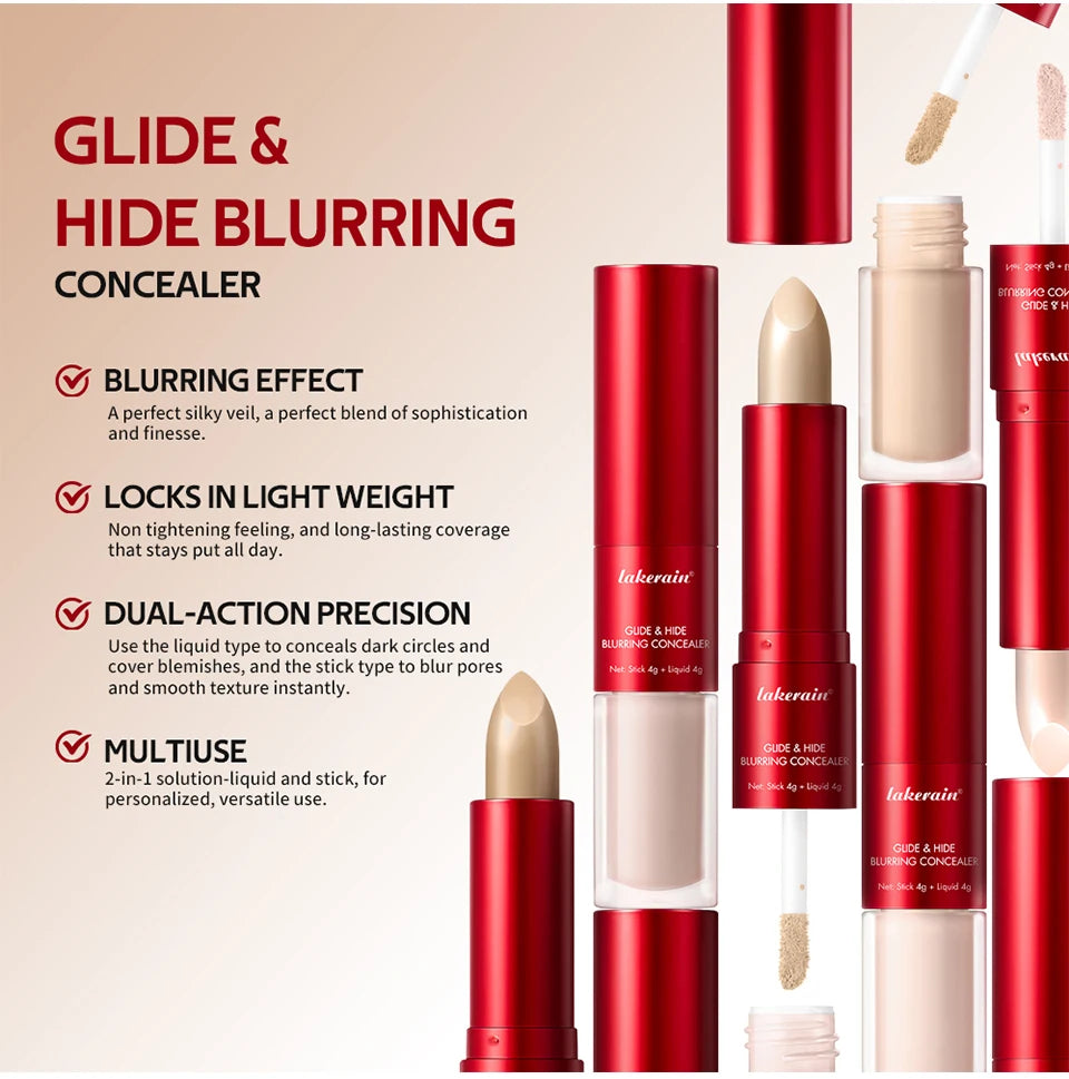 Glide and Hide Blurring Concealer and Full Coverage Foundation for Daily Makeup