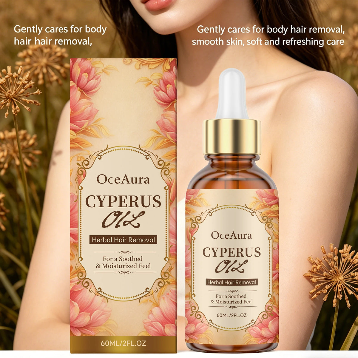 Cyperus Oil and Hair Growth Inhibitor for Smooth Post Shaving Skin Care