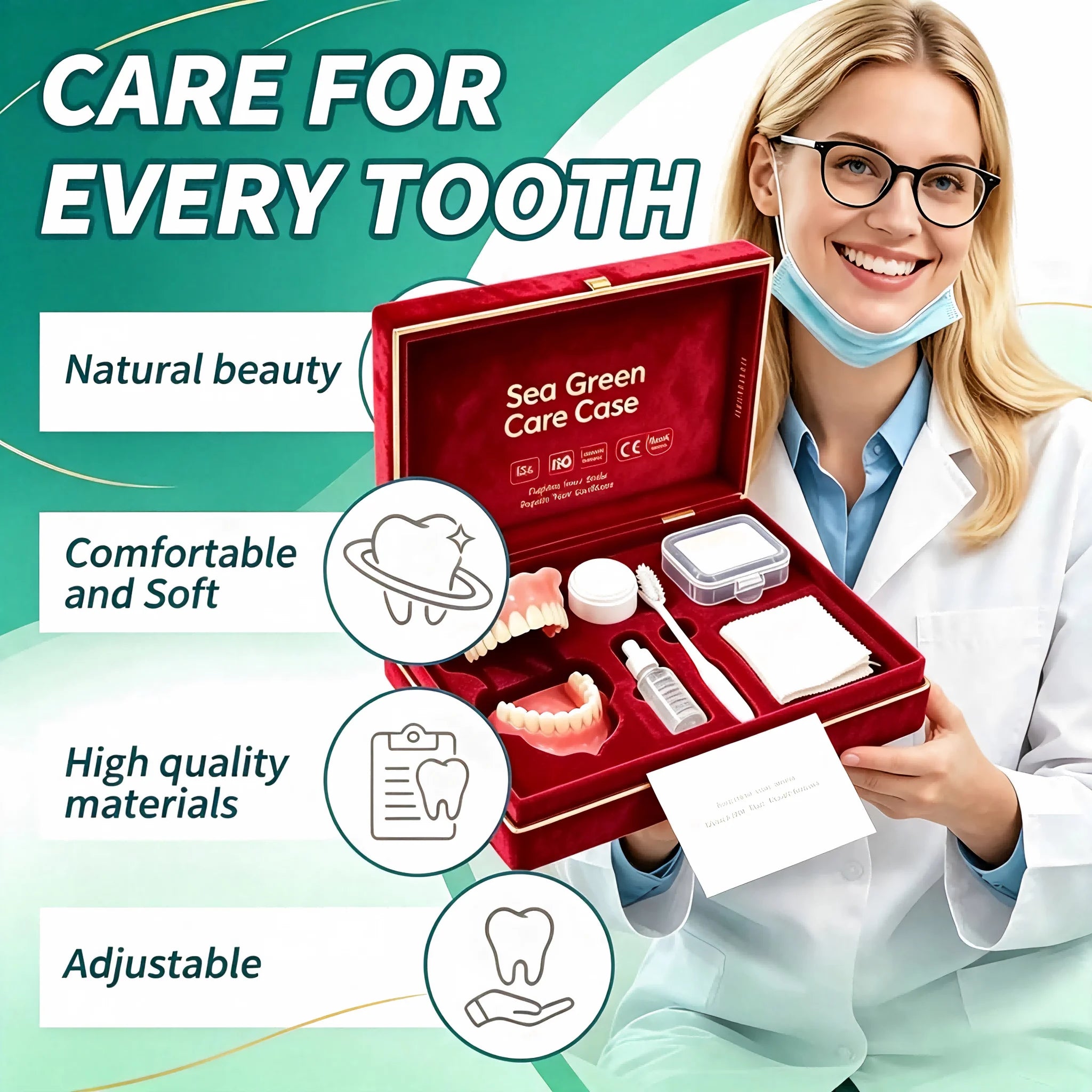 Full Mouth Denture Set and False Teeth Kit for Daily Oral Care and Hygiene - 5