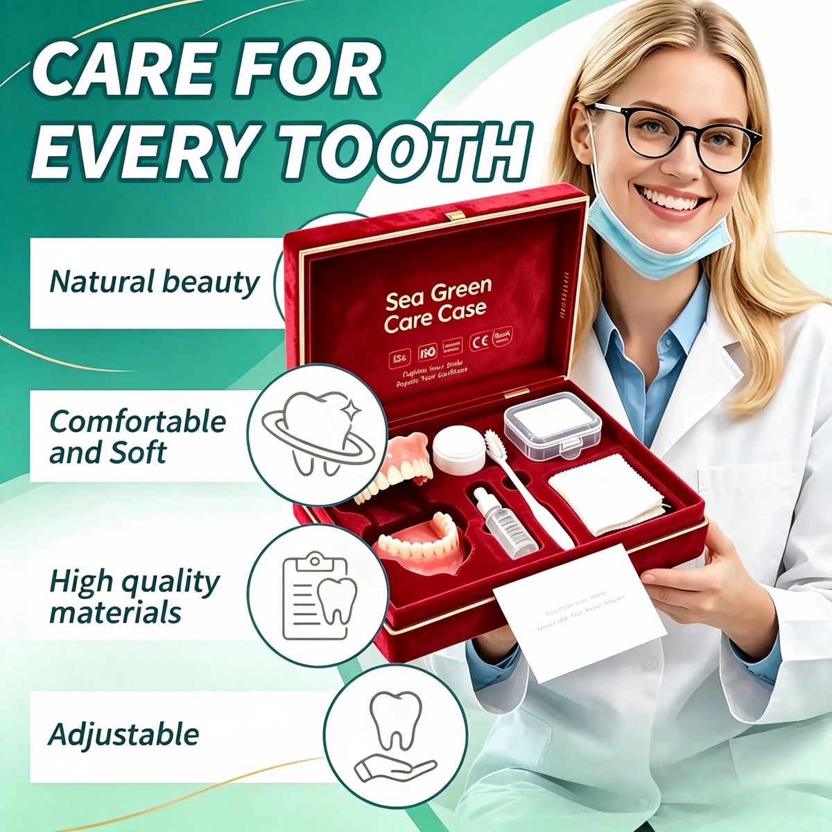Full Mouth Denture Set and False Teeth Kit for Daily Oral Care and Hygiene