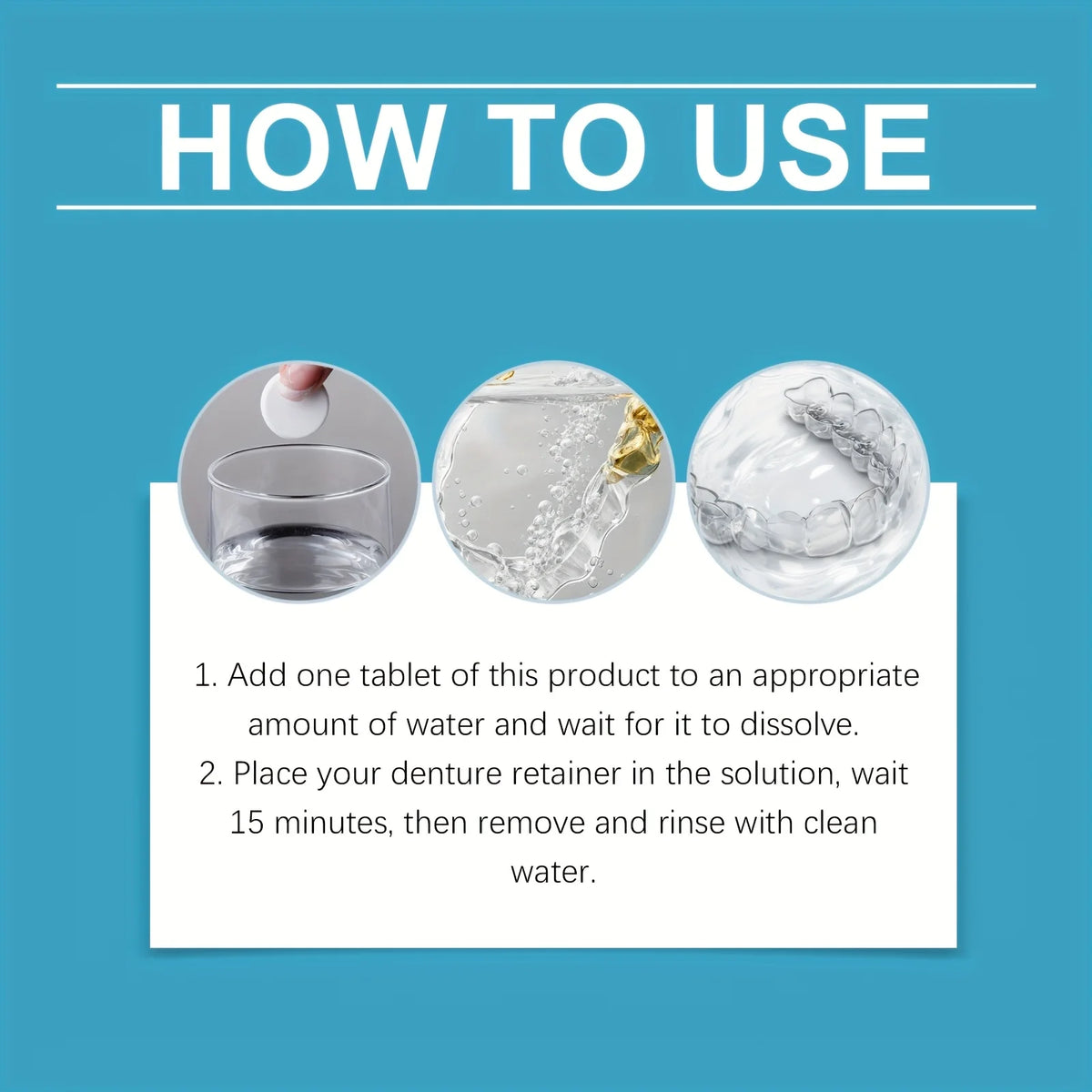 Denture Cleaning Tablets and Effervescent Soak Kit for Daily Dental Hygiene