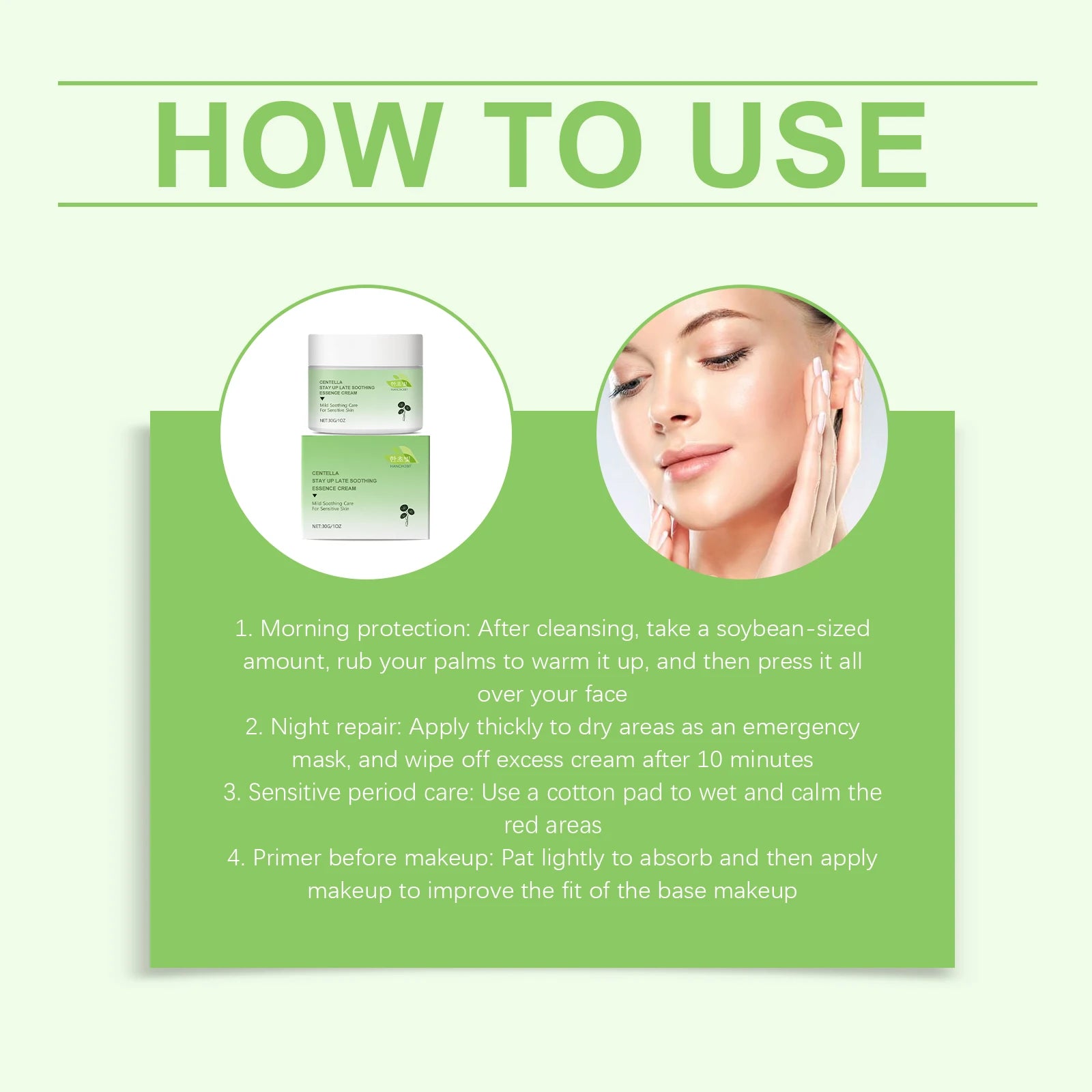Centella Asiatica Soothing Cream and Calming Moisturizer for Sensitive Skin - 12