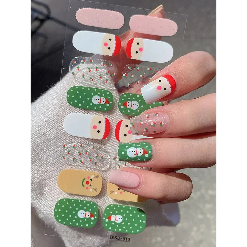 Christmas Nail Sticker and Holiday Gel Wrap for Winter Party Decorations
